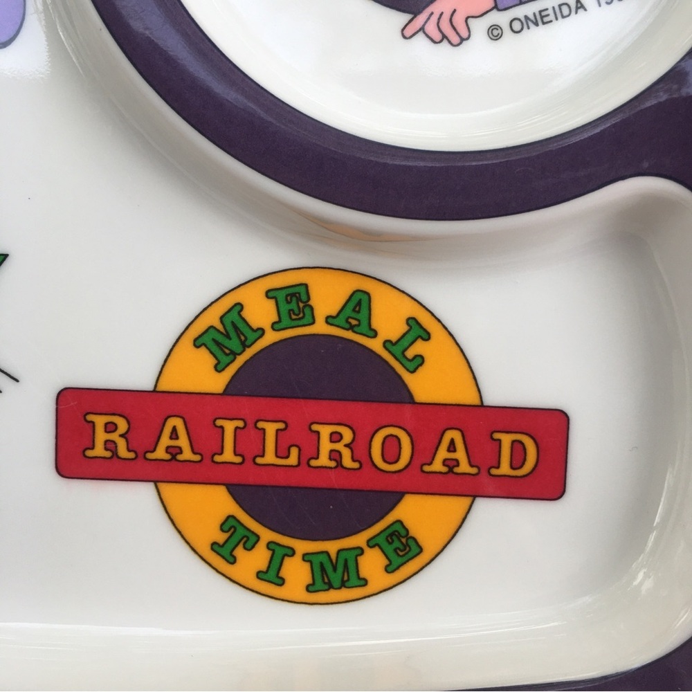 Oneida Melamine Childrens Meal Plate Set of 3 Railroad Choo Choo Train Vtg 1994 - Picture 7 of 8
